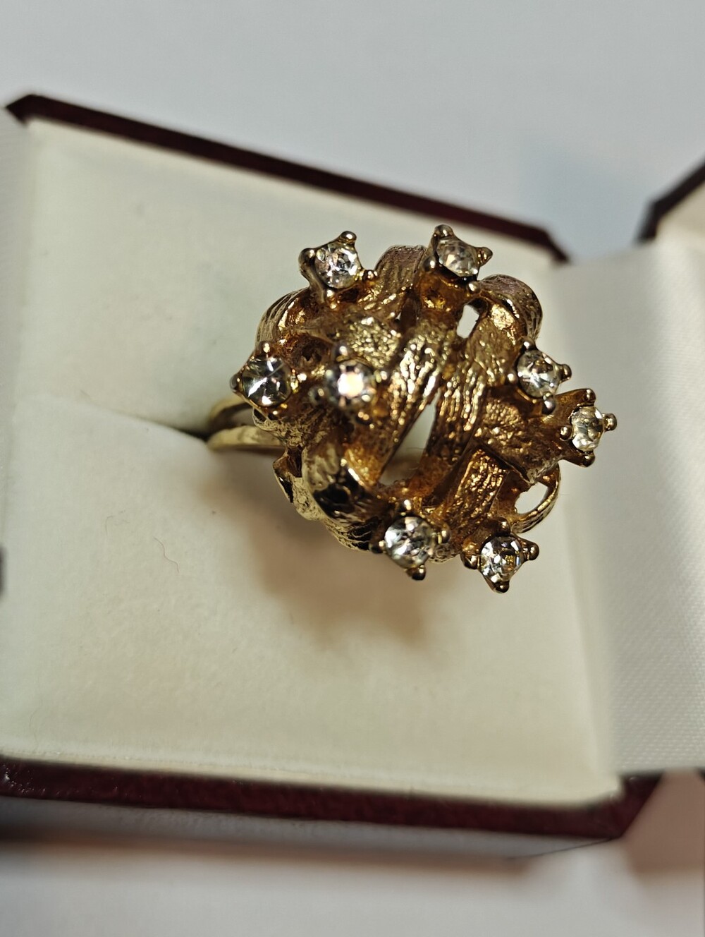 Vintage Modernist Brutalist 10K Gold Plated Ring
